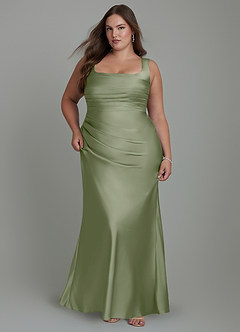 Azazie Agustina Bridesmaid Dresses Pistachio Mermaid Corset Stretch Satin Dress image9