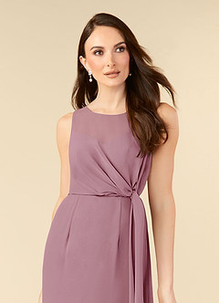 Azazie Marchioness Mother of the Bride Dresses Vintage Mauve A-Line Scoop Pleated Chiffon Dress image5