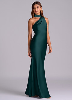 Azazie Seona Brudtärnklänningar Klänning av Sjöjungfru i Stretch Satin One-shoulder Tallgrön image5
