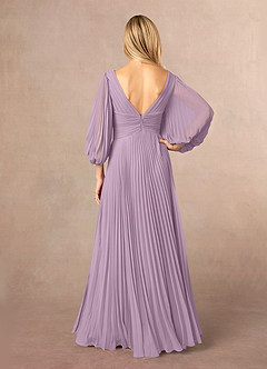 Azazie Zahara Kleider für die Brautmutter A-Linie V-Hals Gefaltet Chiffon Kleid Blauregen image4