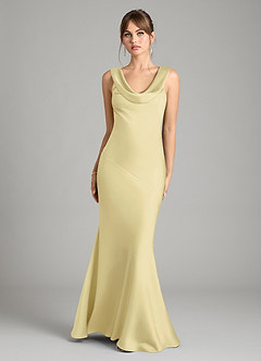 Azazie Rylina Bridesmaid Dresses Lemon Sorbet Mermaid Stretch Satin Dress image1