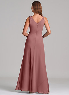 Azazie Nerine Brudtärnklänningar Klä av A-Linje i Chiffong Plisserad Desert Rose image5