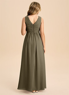 Azazie Skyla Junior A-Linie Plissee Chiffon Kleid Weidengrün image3