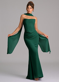 Azazie Sorrel Bridesmaid Dresses Emerald Mermaid Corset Chiffon Dress image1