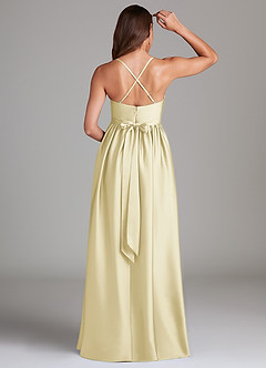 Azazie Llana Maternity Bridesmaid Dresses A-Line Stretch Satin Floor-Length Dress with Pockets image2