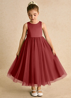 Azazie Solia Robe Demoiselle D'honneur Fillette Robe Princesse en Tulle Arc Rouille image6