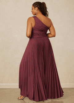 Christian Siriano Bridal for Azazie 1008 Bridesmaid Dresses Merlot A-Line One Shoulder Stretch Satin Dress image14