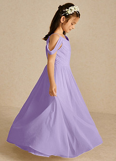 Azazie Chelle Flower Girl Dresses Lilac A-Line Pleated Chiffon Dress image4