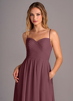 Azazie Joni Brautjungfernkleider Wandelbar A-Linie Schulterfrei Chiffon Kleid Sangria image2