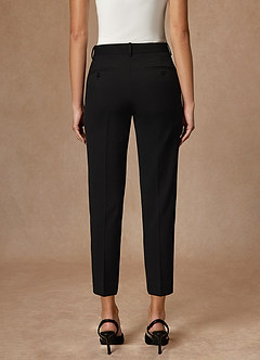front Victoria Black Refined Weave Cropped Pants Suit