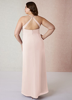 Azazie Manila Final Sale Rose Petal Sheath V-Neck Chiffon Dress image8