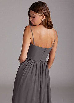 Azazie Calianna Bridesmaid Dresses Steel Grey A-Line Off the Shoulder Chiffon Convertible Dress image8