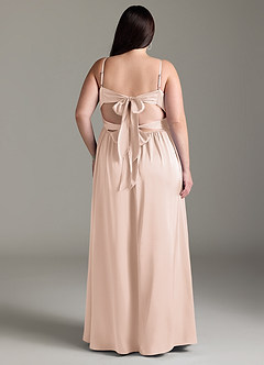 Azazie Zeya Bridesmaid Dresses Blushing Pink A-Line Pleated Stretch Satin Dress image10