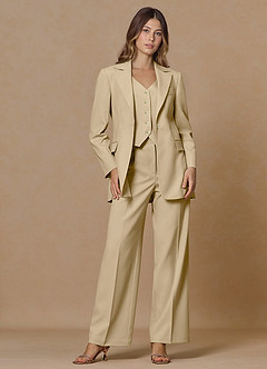 front Rowan Champagne Refined Weave Performance 2-Piece Suit