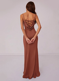 Barbie ♥ Azazie Bridesmaid Dresses Auburn Mermaid Corset Stretch Satin Dress image2