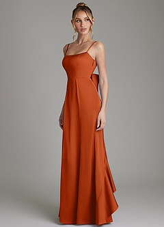 Azazie Zherra Bridesmaid Dresses Burnt Orange Mermaid Bow Stretch Satin Dress image2