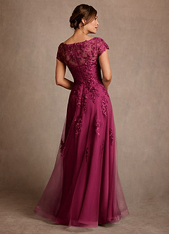 Azazie Jalinda Mother of the Bride Dresses Burgundy A-Line Lace Chiffon Dress image2
