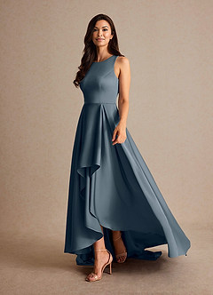 Azazie Niles vestidos de madre de la novia Vestido de Crepúsculo de Satén Elástico de Corte En A con Trenes image3
