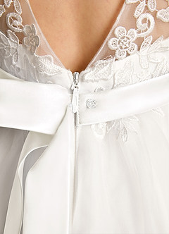 Azazie Lettie Flower Girl Dresses Ivory Ball-Gown Lace Dress image2