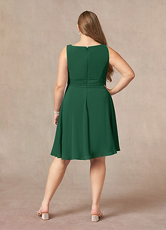Azazie Shirley vestidos de madre de la novia Vestido de Verde Oscuro de Gasa de Corte En A con Plisado Scoop image12