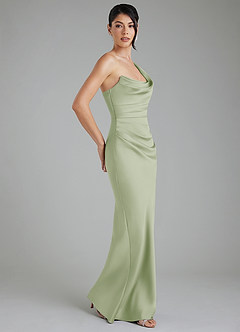 Azazie Sabrina Bridesmaid Dresses Dusty Sage Mermaid Corset Stretch Satin Dress image8
