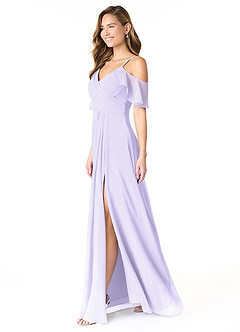 Azazie Dakota Bridesmaid Dresses Lilac A-Line V-Neck Pleated Chiffon Dress image3