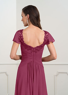 Azazie Gwenyth Kleider für die Brautmutter A-Linie Spitze Chiffon Kleid Maulbeerrot image11