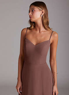 Azazie Marley Bridesmaid Dresses Espresso A-Line Off the Shoulder Chiffon Convertible Dress image7