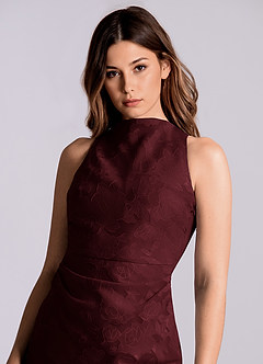 Azazie Evadne Suknie dla druhen Osłona Pofałdowany Kwiatowe wypalenie Do ziemi Sukienka image6