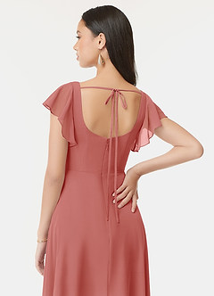 Azazie Bondi Bridesmaid Dresses Antique Rose A-Line Ruffled Chiffon Dress image3