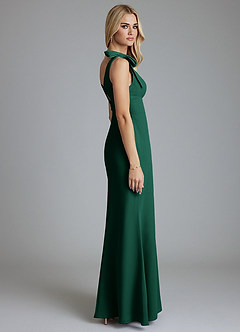 Azazie Taro Bridesmaid Dresses Emerald Sheath Bow Chiffon Dress image4
