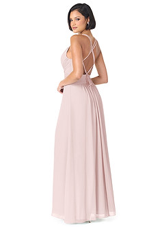 Azazie Farren Brautjungfernkleider Wandelbar A-Linie Plissee Chiffon Kleid Zartrosa image5