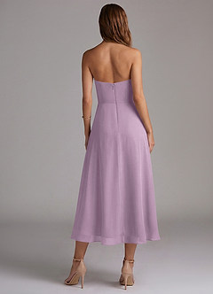 Azazie Wren Robes de demoiselle d'honneur Robe Trapèze en Mousseline de soie Sans bretelles Glycine image2