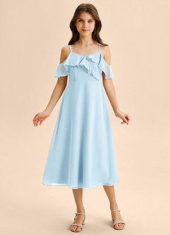 Azazie Kamilla Junior Klä av A-Line i Chiffong Av axeln image6