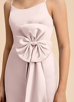 Azazie Nellie Junior Blushing Pink A-Line Bow Matte Satin Dress image8