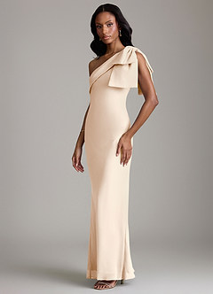Azazie Yuanna Bridesmaid Dresses White Alabaster Mermaid One Shoulder Chiffon Dress image5