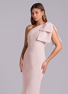 Azazie Yuanna Bridesmaid Dresses Blushing Pink Mermaid One Shoulder Chiffon Dress image7