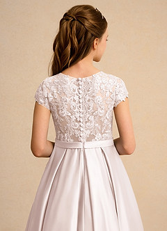 Azazie Bunny Junior Formal Robe Demoiselle D'honneur Fillette Robe Princesse en Dentelle Rose Pétale image7