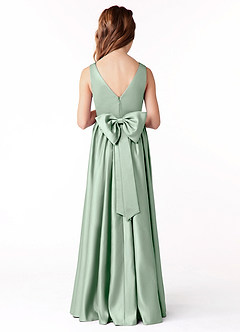 Azazie Hathaway Junior Robe Trapèze en Satin extensible Arc Agave image1