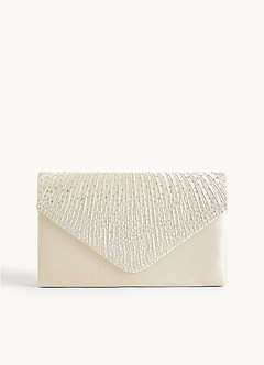 front Rhinestone Satin Clutch Bag