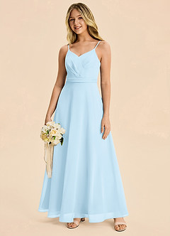 Azazie Tenzly Junior Sky Blue A-Line Pleated Chiffon Dress image4