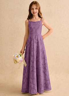 Azazie Jaella Girls Formal Flower Girl Klänningar Klänning A-Line i Blommig Utbrändhet Plisserad image4