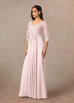 Azazie Hayek Final Sale Agave A-Line V-Neck Lace Chiffon Dress image2