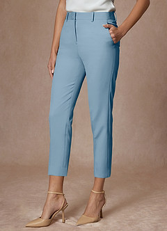 front Whitney Bleu Clair Pantalon habillé court performant en tissage raffiné