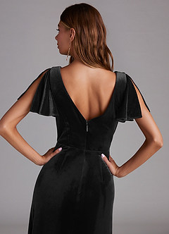 Azazie Soren Bridesmaid Dresses Black A-Line Velvet Dress image2