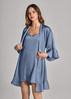 2-Piece Ruffle Satin Robe and Slip Set