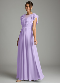 Azazie Daphne vestidos de dama de honor modestos Vestido de Corte en A Volantes Hasta el suelo Gasa image3