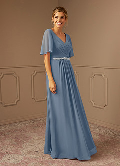 Azazie Tricia Mother of the Bride Dresses Twilight A-Line V-Neck Pleated Chiffon Dress image4