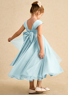 Azazie Chickadee Flower Girl Dresses Sea Glass Ball-Gown Sweetheart Neckline Matte Satin Dress image1