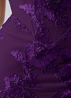 Marigoldessa Plum Bodycon Strappy Floral Applique Mini Dress image6
